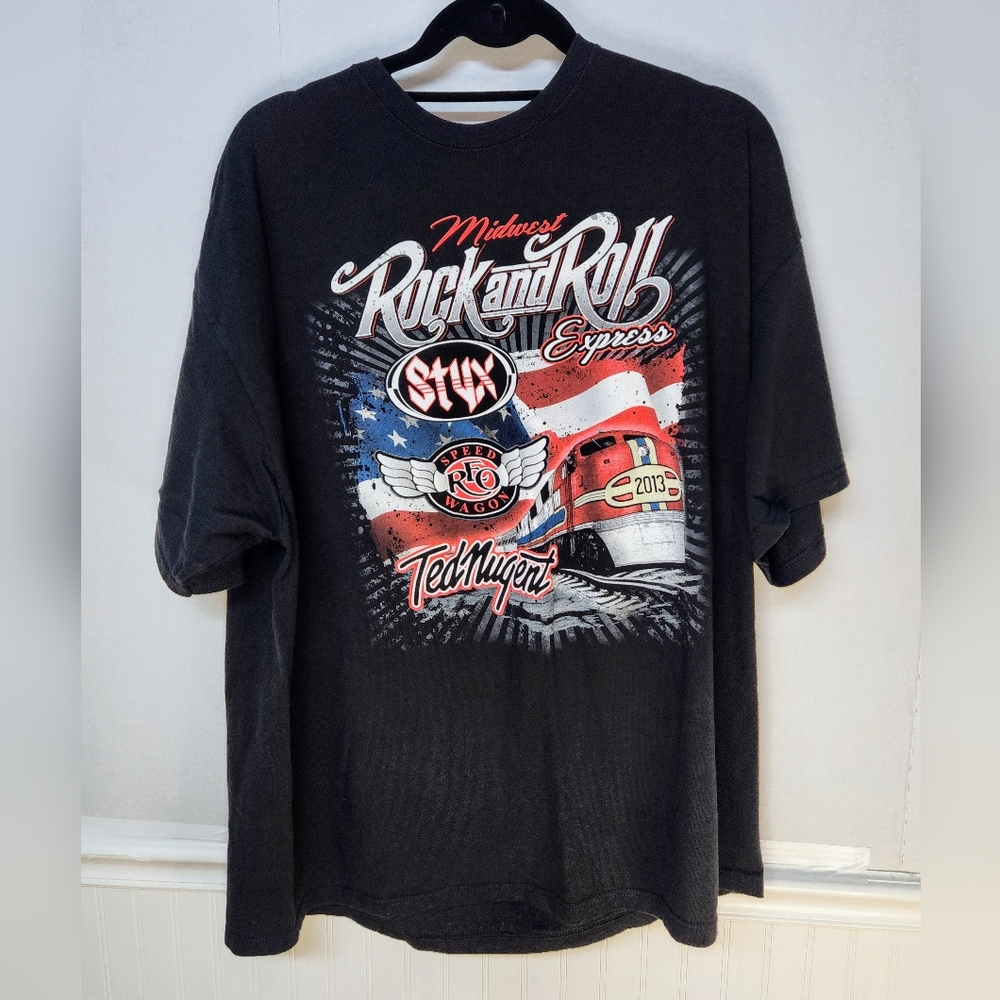 REO Speedwagon Ted Nugent Styx ~ Midwest Rock'n Roll Express Tee 2XL 2013. 0100